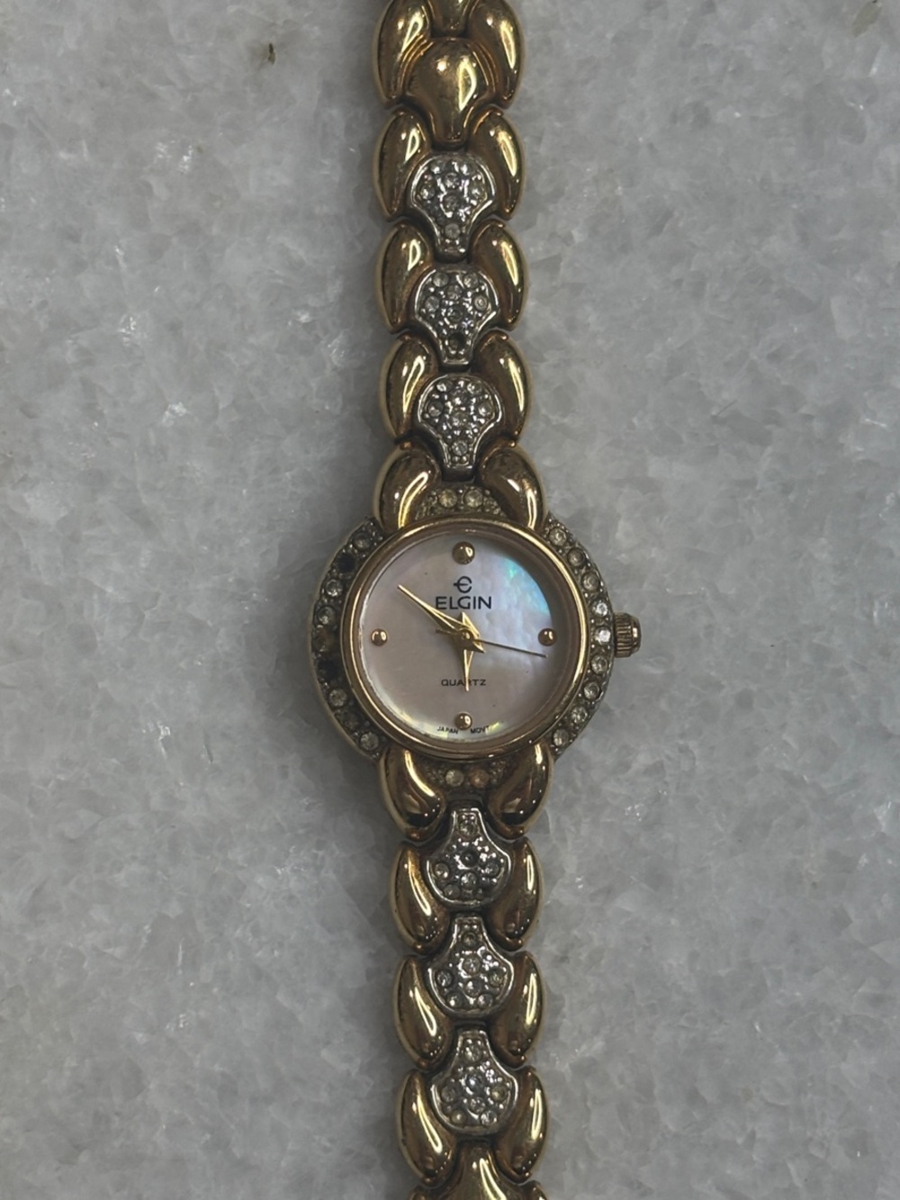 Elgin Elegant Gold-Tone Women's Bracelet Watch with Crystal Accents